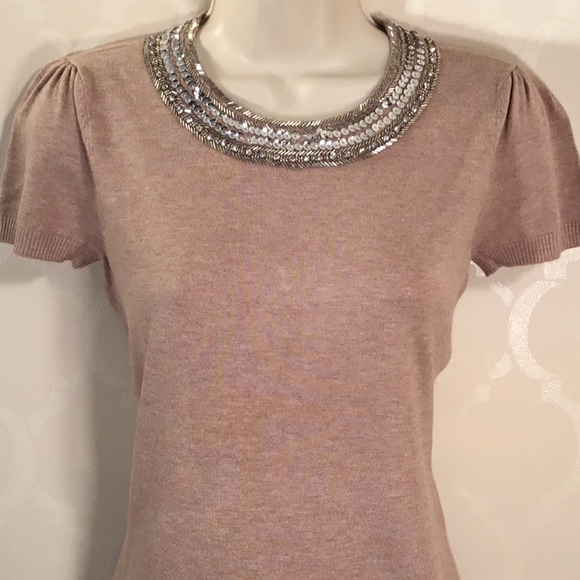 INC International Concepts Sweaters - 🆕INC TAN EMBELLISHED SWEATER